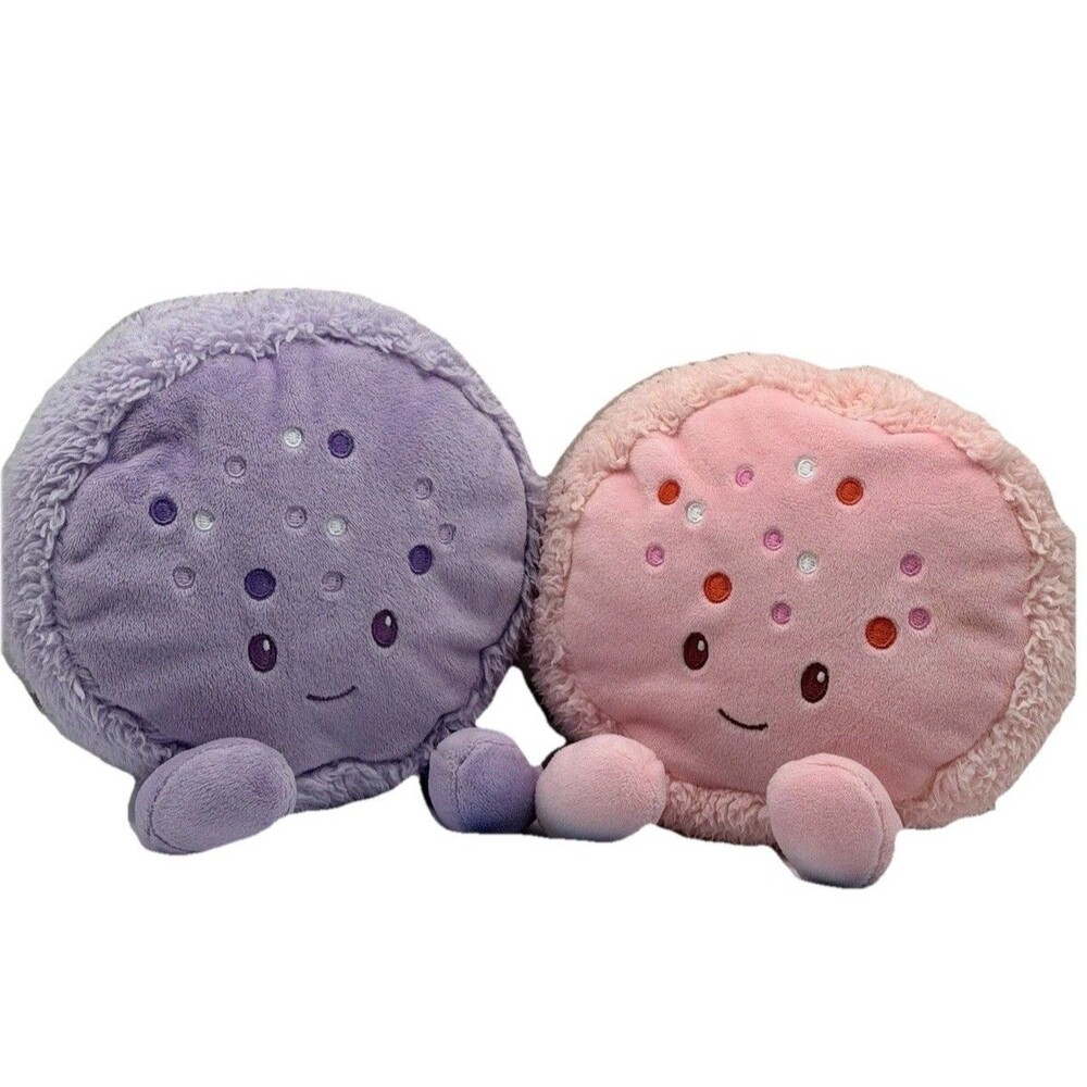 Giggle Scape Plush Macaroon Cookies Pair Pink And Purple  6” Soft Stuffed Toys